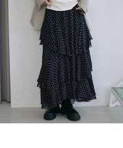 ドットアソートアシメフリルティアードスカート