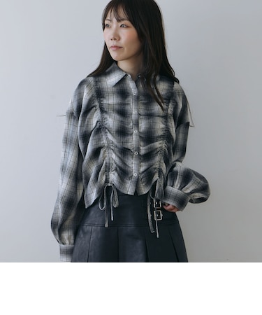 チェックドロストショートネルシャツ