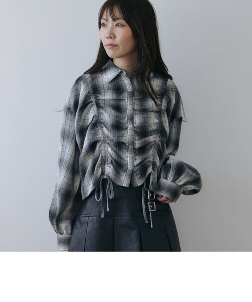 チェックドロストショートネルシャツ