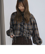 チェックドロストショートネルシャツ