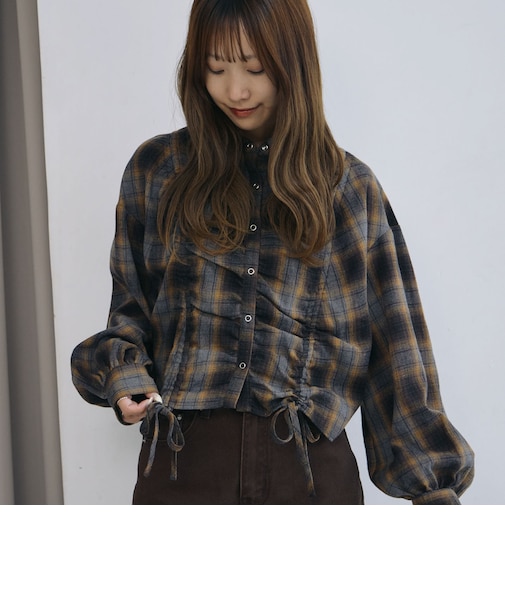 チェックドロストショートネルシャツ