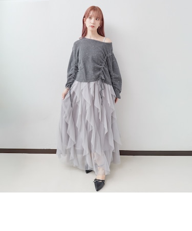 ラッフルチュールキャミワンピース