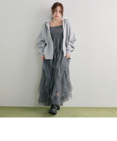 ラッフルチュールキャミワンピース