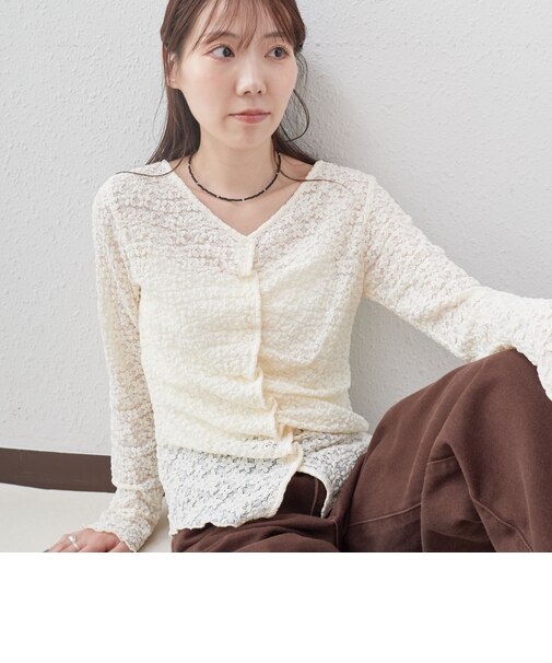 【ONかわ】カットレースフロントタックTOPS