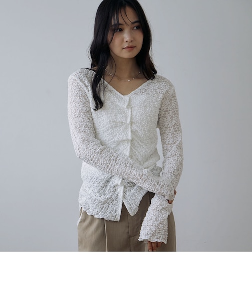 【ＯＮかわ】カットレースフロントタックＴＯＰＳ