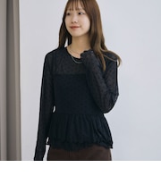 フロッキードットアソートフリルカットＴＯＰＳ