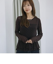 フロッキードットアソートフリルカットTOPS