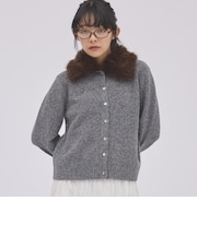 ファー付き2WAYポロニットカーディガン