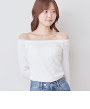 レーストリムカップ付オフショルTOPS