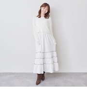 配色メローティアードキャミOP×ドロストニットPO SET