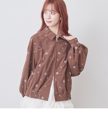 花柄刺繍コーデュロイブルゾン