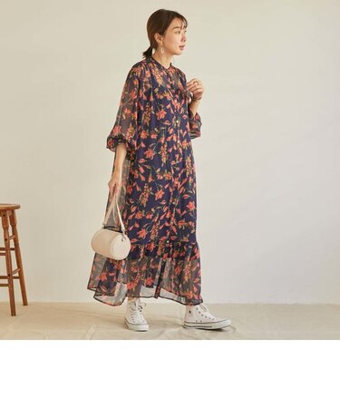 ティアード花柄ワンピース