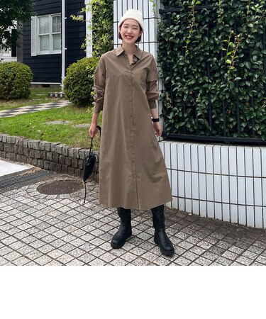 サイドボタンオーバーシャツワンピース