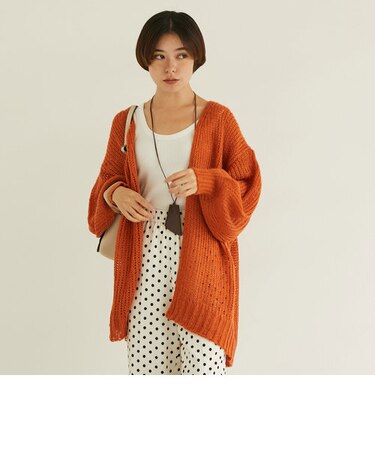 モヘヤミドル丈カーディガン