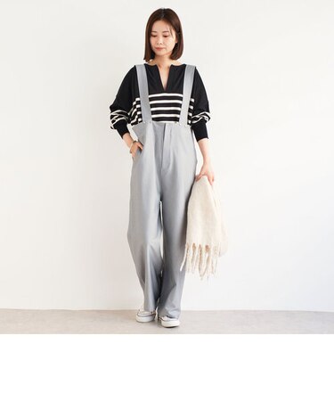 ウール調サロペット