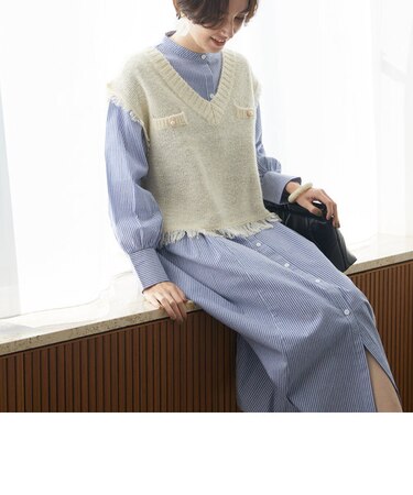 ストライプワンピース＋ニットベストＳＥＴ