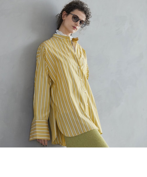 〈ＴＨＥ　ＹＯｎ〉マルチストライプアームスリットシャツ