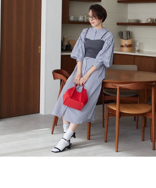 ビスチェセットストライプシャツワンピース