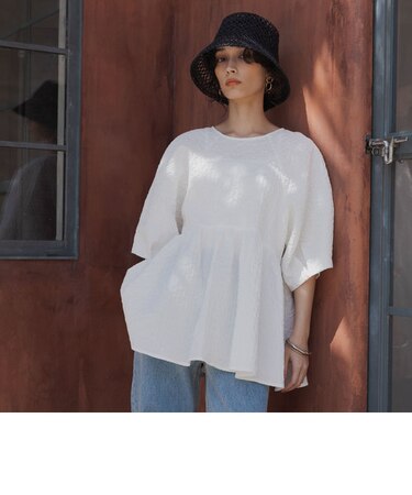 コットンジャガードペプラムプルオーバー