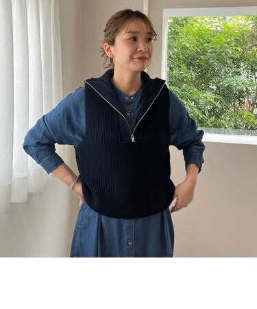 中空糸ハーフＺＩＰニットベスト