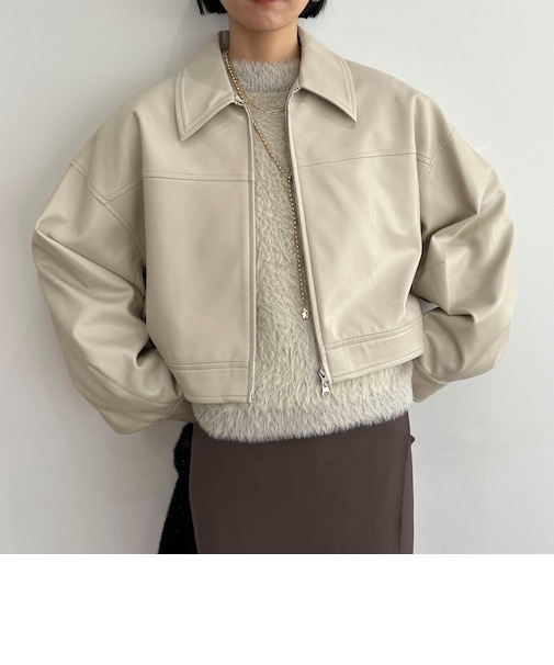 フェイクレザーショートジャケット
