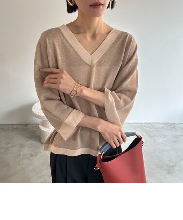 バイカラーＶネックニット