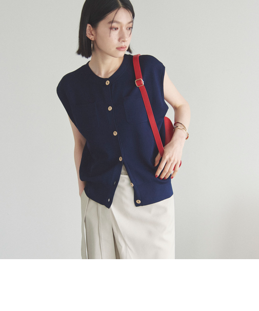 ポケット付きニットベスト