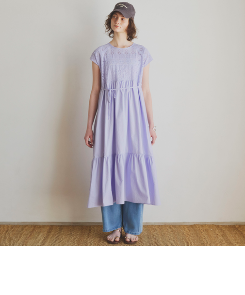 カットワークレースティアードワンピース