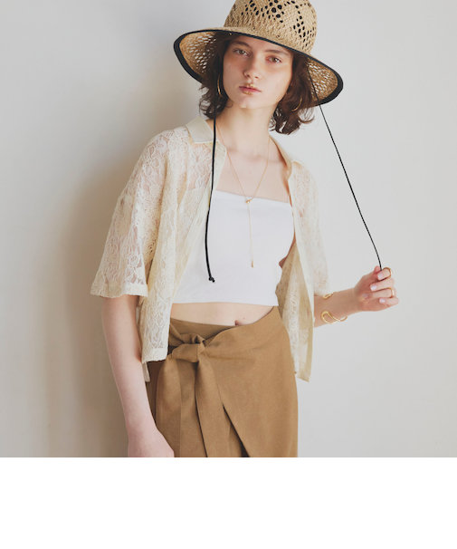 コードレースクロップドシャツ