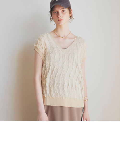 透かし編みキーネックニットプルオーバー｜ドゥ・アルシーヴの通販