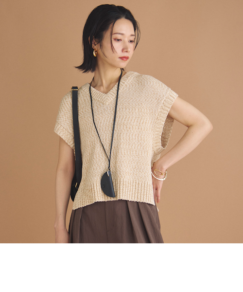 透かし編みキーネックニットプルオーバー｜ドゥ・アルシーヴの通販