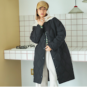 シームレスノーカラーロングコート