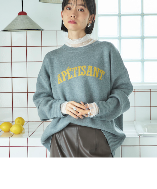 ドットチュールハイネックプルオーバー