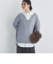 カシミヤウールキーネックニットプルオーバー