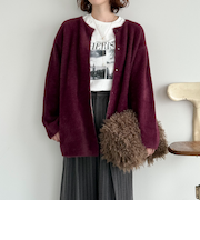 ダブルフェイスノーカラーニットジャケット