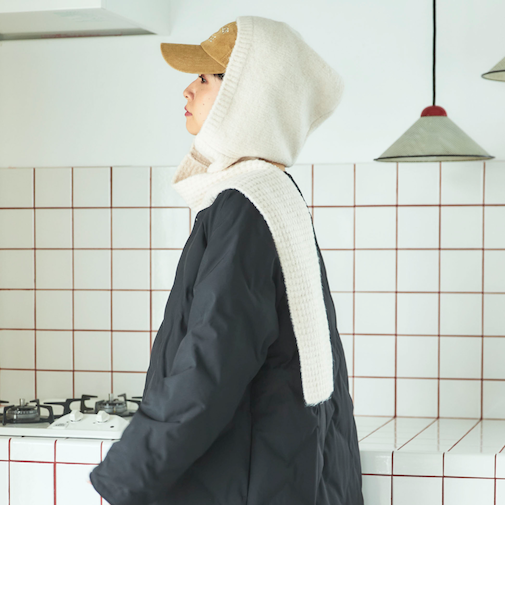 ニットフーディーマフラー