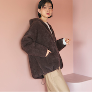 Wフェイスシャギーフーディ―ブルゾン