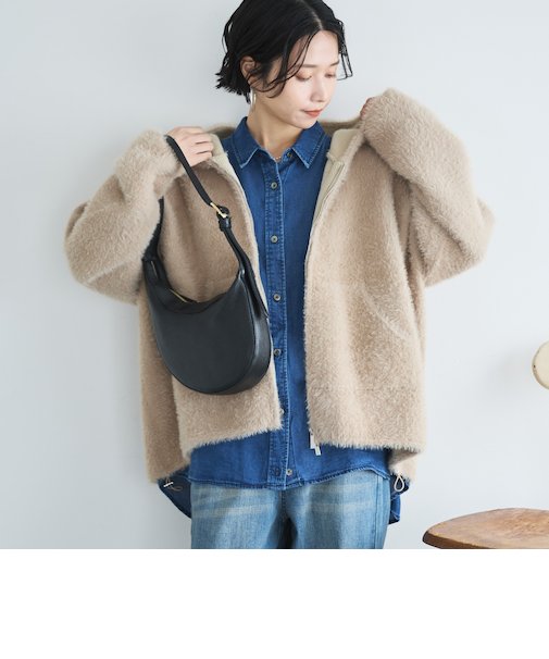 Ｗフェイスシャギーフーディ―ブルゾン