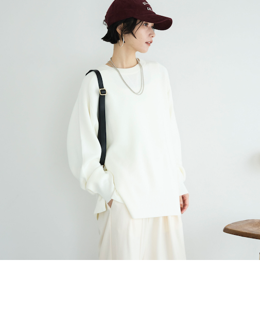 スウェットライクニットプルオーバー