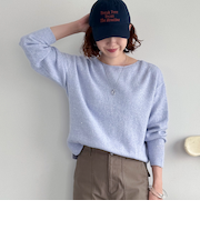 スパンコールボートネックニット