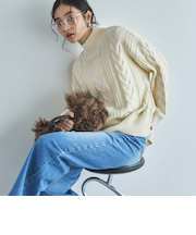 ケーブルハイネックニットプルオーバー