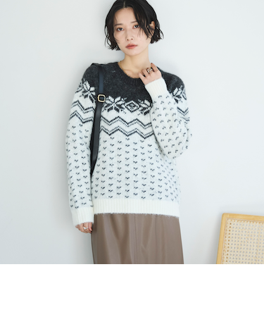 ノルディック柄ニットプルオーバー
