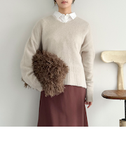 【ラクーンMIX】ファーニットVネックプルオーバー