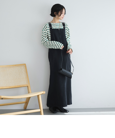 ピグメント加工フロントZIPジャンスカ