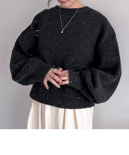 スパンコールショートニットプルオーバー｜ドゥ・アルシーヴの通販