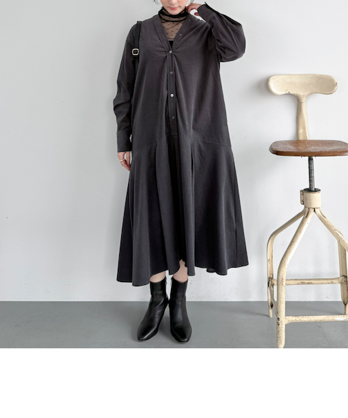 コーデュロイカラーレスワンピース