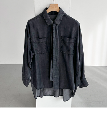 ソフトデニムボウタイシャツ