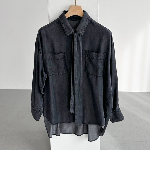 ソフトデニムボウタイシャツ