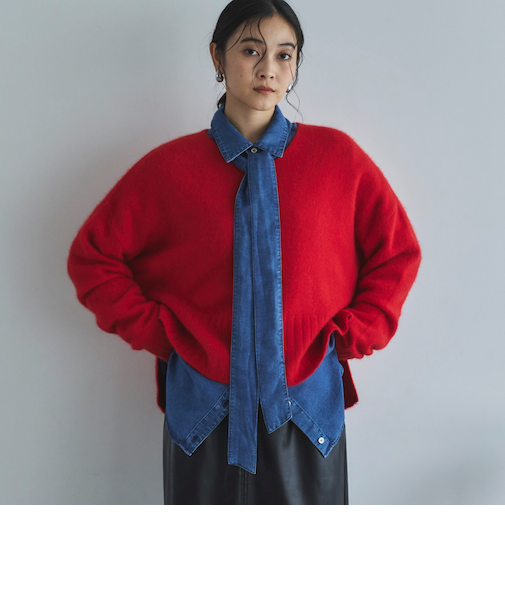 ソフトデニムボウタイシャツ