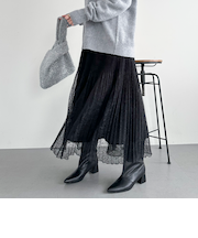 レースプリーツスカート
